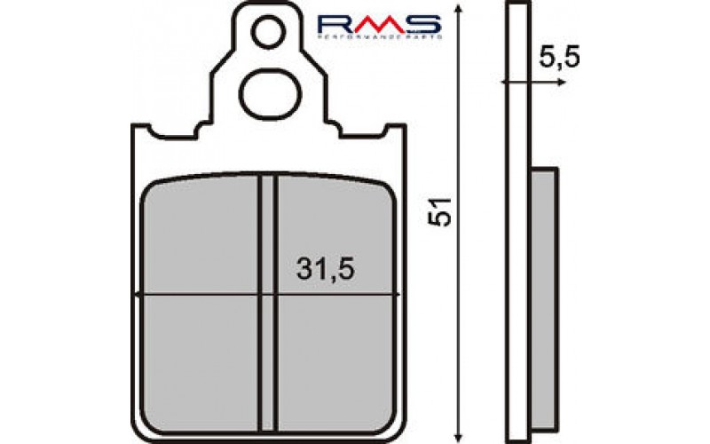 Колодки тормозные RMS для Piaggio Quartz 50 Brake Pads 225100160 (FT3025, 498414, 647176)