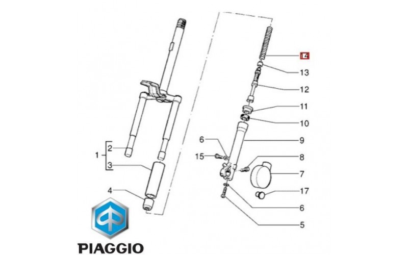 Пружина передней вилки оригинал PIAGGIO FREE 50, SPRING 271528 (269682)