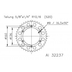 Звезда задняя Esjot для Beta ALP 4, REAR SPROCKET 51-32237-48