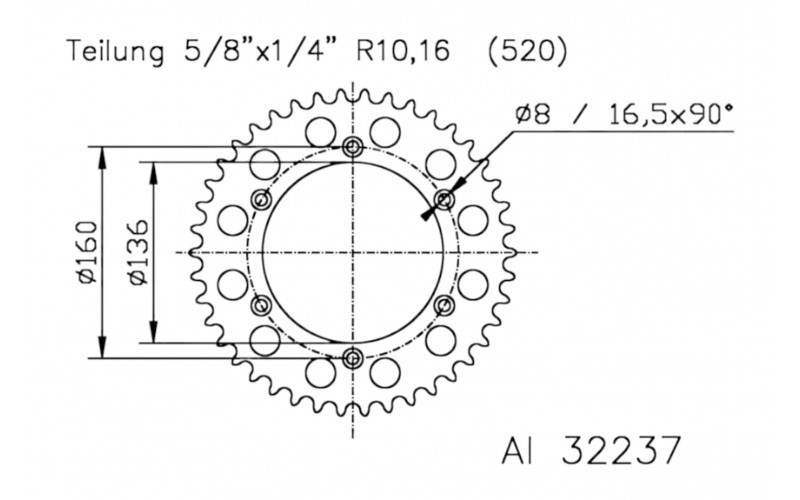 Звезда задняя Esjot для Beta ALP 4, REAR SPROCKET 51-32237-48