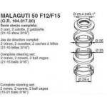 Подшипники рулевой колонки Buzzetti для scooter Malaguti F12 50-100, Complete steering set 6053 (104.017.00, 10401700)
