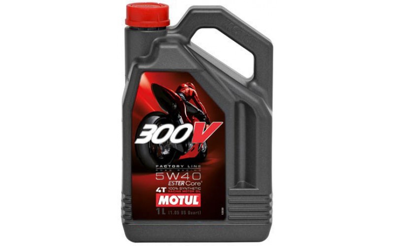 Двигательное масло для мотоспорта Motul 300V 4T FACTORY LINE ROAD RACING SAE 5W40 (4L) oil 836041