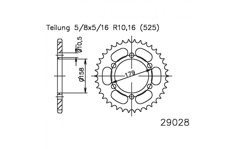 Звезда задняя Z=45 ESJOT для Aprilia Caponord 1000, Chain Ring 50-29028-45 (AP8107129, 727.68.76)