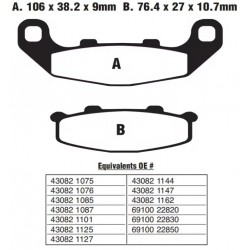 Колодки тормозные NISTAL аналог оригинала Kawasaki GPZ 500, Suzuki RGV 250, BRAKE PADS BP141 (FA141, FDB508, 43082-1145, 43082-1085, 43082-1147,43082-1146, 43082-1162, 69100-22830)