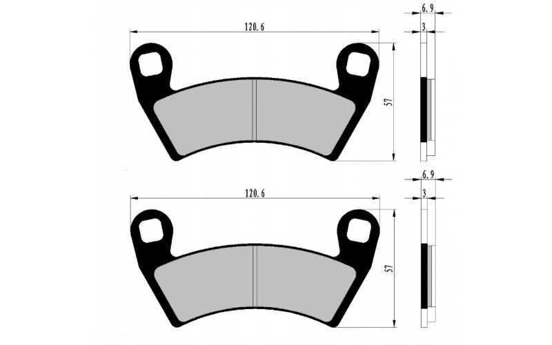 Колодки тормозные передние органика Nistal для Polaris MRZR D4 1000, Brake Pads BP452 (2208933,  2209279, 2208078 2205949 2203747 1912508 1911228, FA452R)