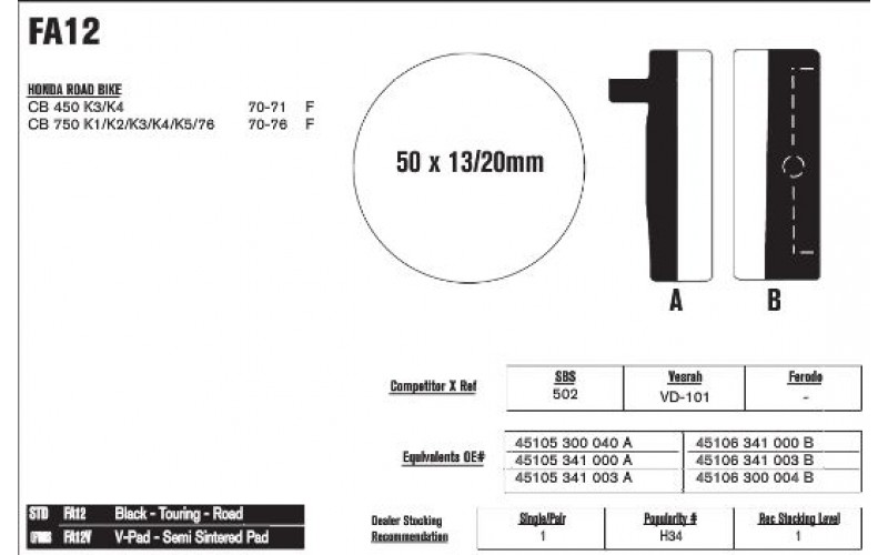 Колодки тормозные EBC V-Serie FA012V