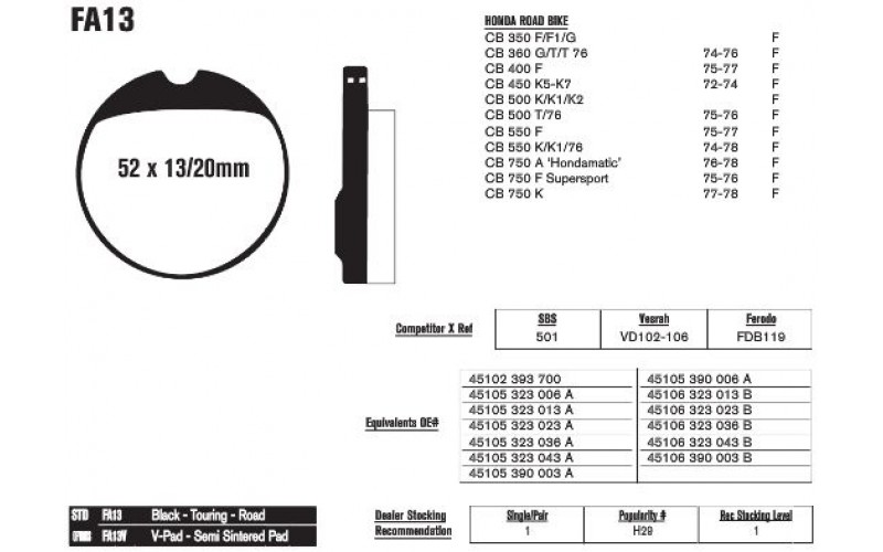 Колодки тормозные EBC Standard FA013