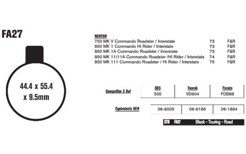 Колодки тормозные EBC Standard FA027