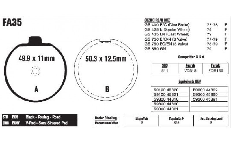 Колодки тормозные EBC Standard FA035