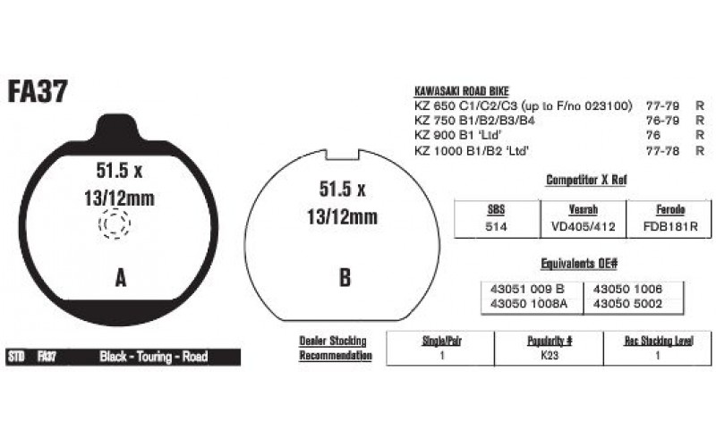 Колодки тормозные EBC Standard FA037