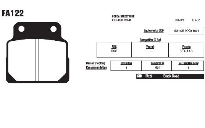 Колодки тормозные EBC Standard FA122