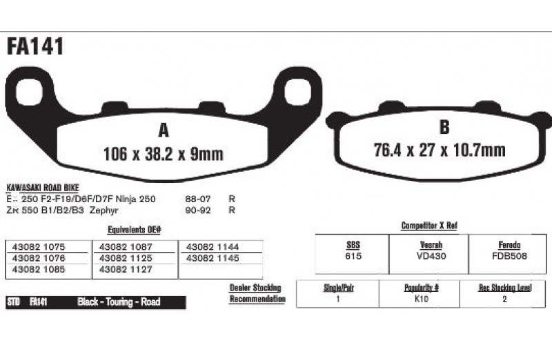 Колодки тормозные EBC Standard FA141