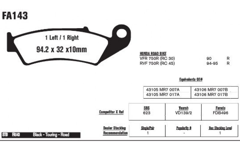 Колодки тормозные EBC Standard FA143