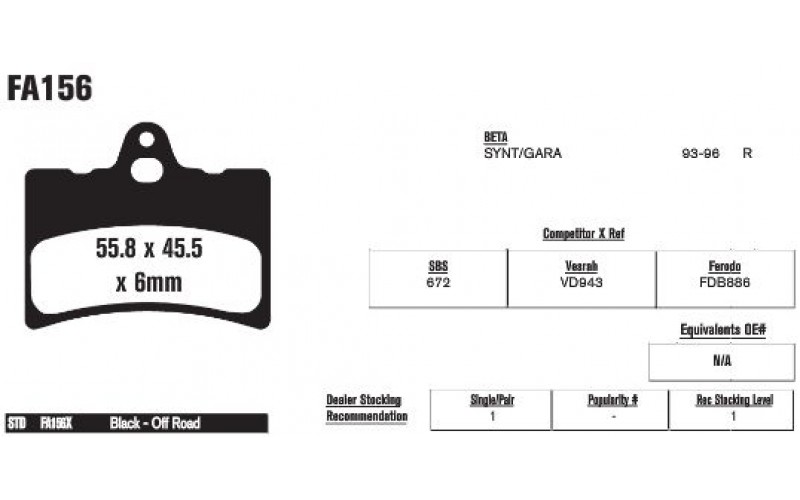 Колодки тормозные EBC Standard FA156