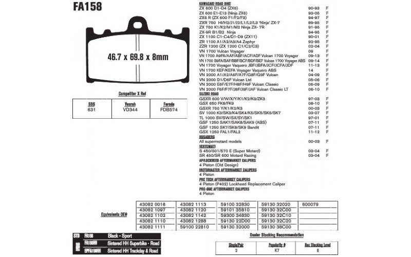 Колодки тормозные EBC HH-Serie EPFA158HH