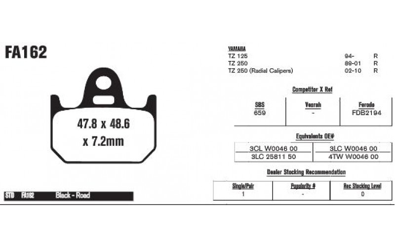 Колодки тормозные EBC Standard FA162