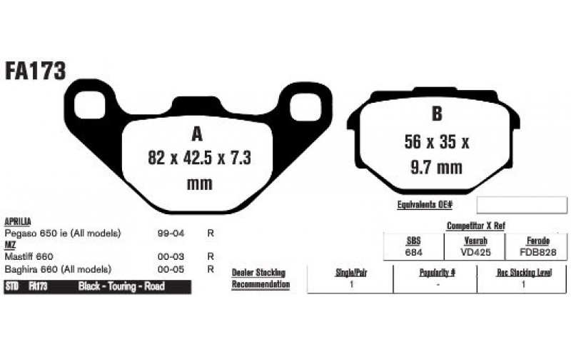 Колодки тормозные EBC Standard FA173