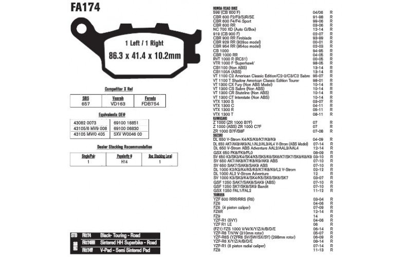 Колодки тормозные EBC V-Serie FA174V