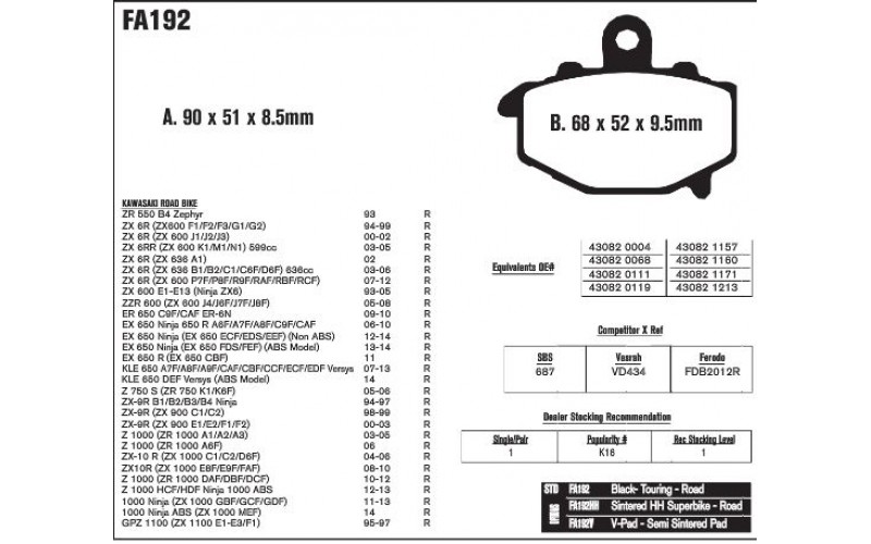 Колодки тормозные EBC V-Serie FA192V