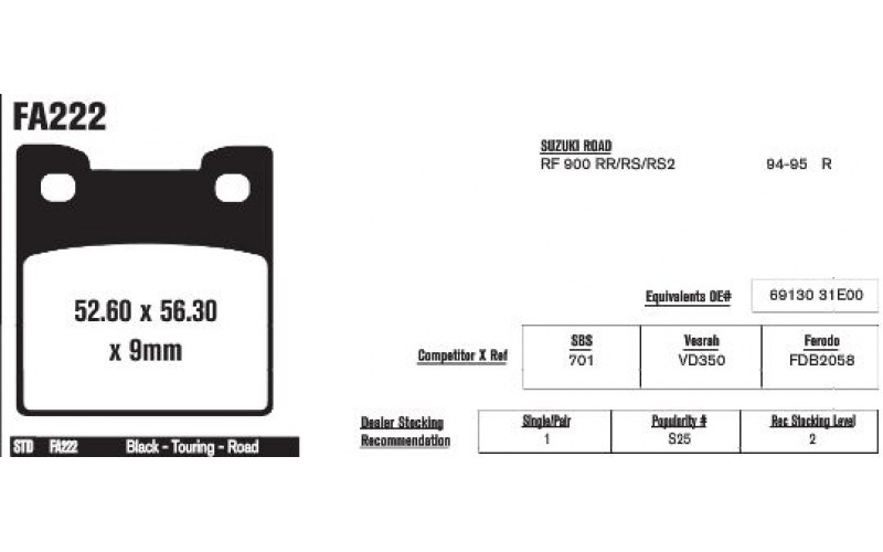 Колодки тормозные EBC Standard FA222