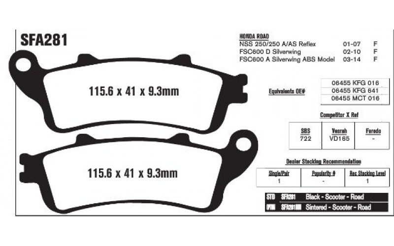 Колодки тормозные EBC HH-Serie SFA281HH