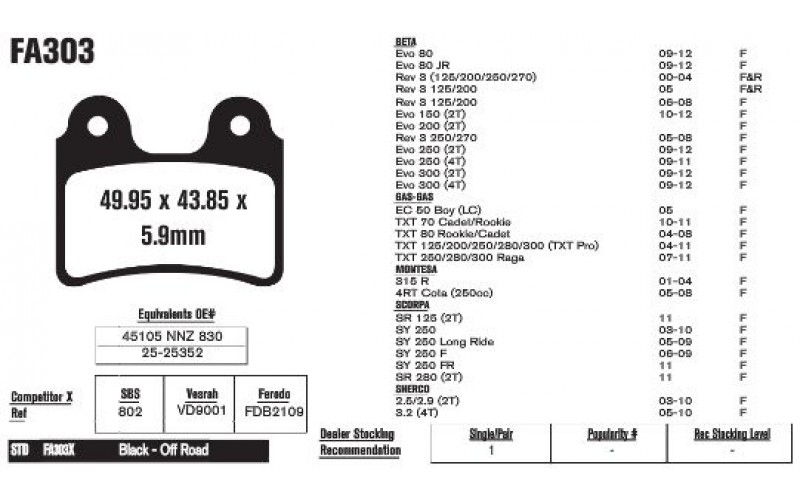 Колодки тормозные EBC Standard FA303