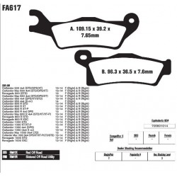 Колодки тормозные EBC Standard для Can am Outlander, BRAKE PADS FA617TT (705601014, 737.00.40)