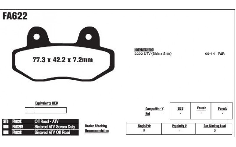 Колодки тормозные EBC Standard FA622