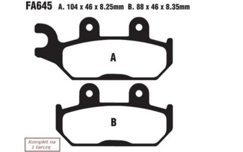 Колодки тормозные EBC Standard для Yamaha VIKING, WOLVERINE 700, 850, BRAKE PADS FA645TT (1XD-25805-10-00)