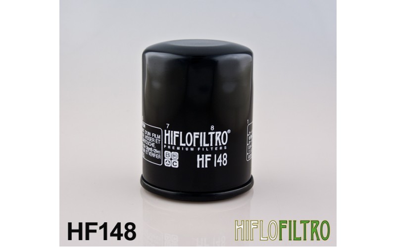 Фильтр масляный Hiflo для Honda, Mercury, TGB, Yamaha, oil filter HF148 (15400-PLM-A01PE, 15400-PLM-A02, 5JW-13440-00-00)
