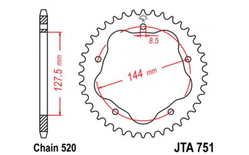 JT звезда задняя JTA751
