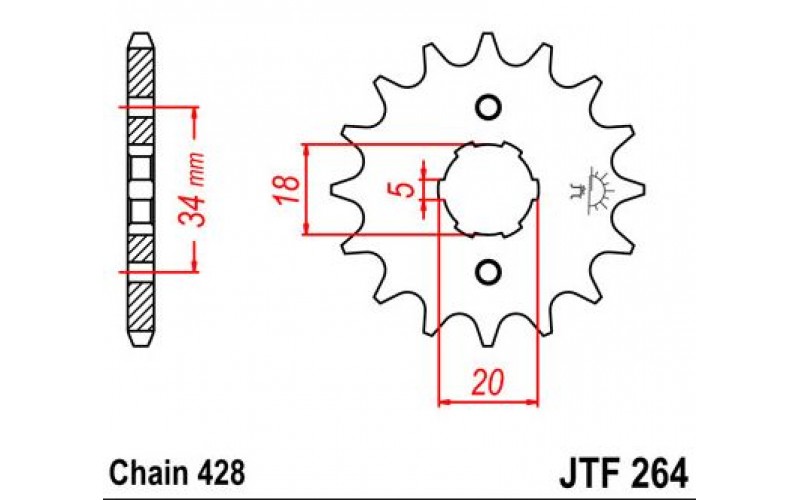Звезда передняя JT Sprockets для Honda Cub 90, Steel Front Sprocket JTF264