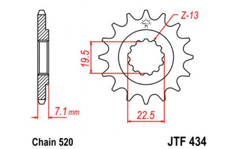 Звезда передняя JT Sprockets для Suzuki DR, Steel Front Sprocket JTF434