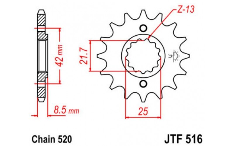 Звезда передняя JT Sprockets для Kawasaki, Suzuki, Steel Front Sprocket JTF516