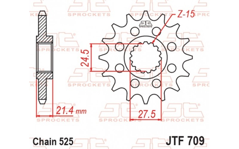 Звезда передняя JT Sprockets для Aprilia Dorsoduro, Shiver 750-900, Steel Front Sprocket JTF709 (974556, 2B004212)