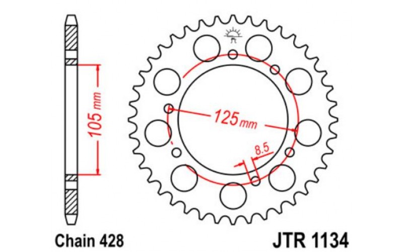 JT звезда задняя JTR1134