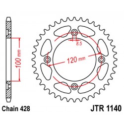 Звезда задняя JT Sprockets для Betamotor 125, Steel Rear Sprocket JTR1140