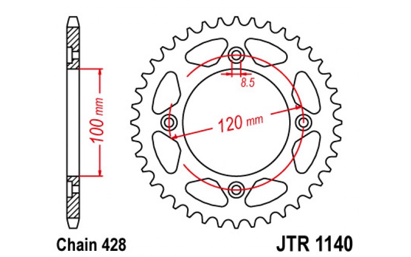 Звезда задняя JT Sprockets для Betamotor 125, Steel Rear Sprocket JTR1140