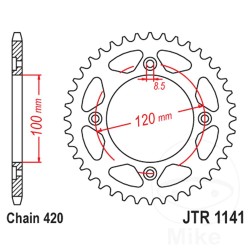 Звезда задняя JT Sprockets для Beta RR 50, Steel Rear Sprocket JTR1141