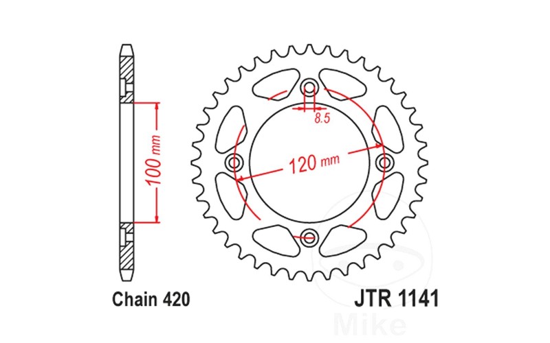 Звезда задняя JT Sprockets для Beta RR 50, Steel Rear Sprocket JTR1141