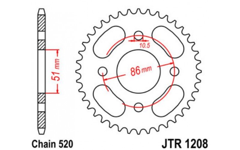 JT звезда задняя JTR1208