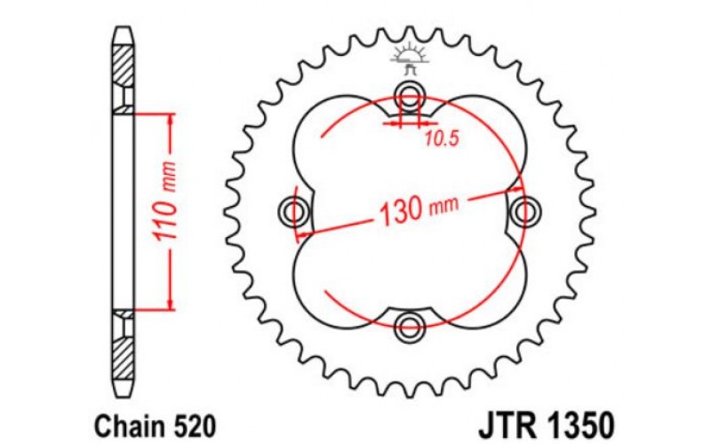 JT звезда задняя JTR1350