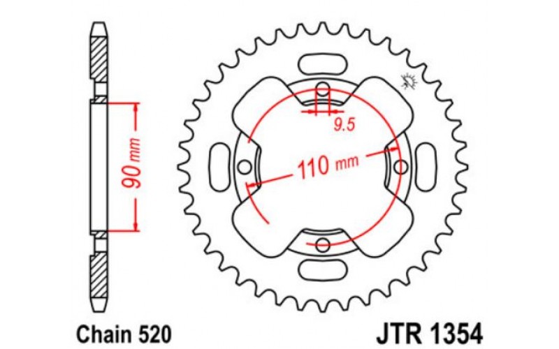 JT звезда задняя JTR1354