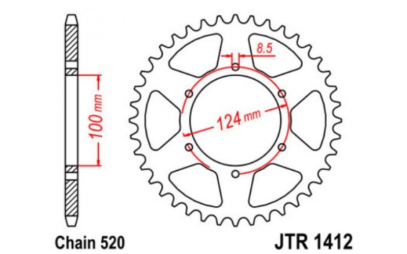 JT звезда задняя JTR1412