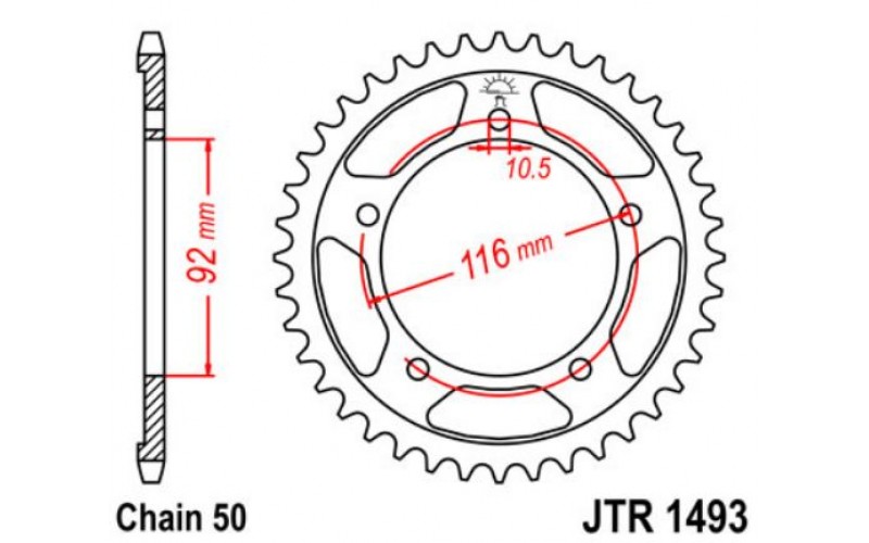 JT звезда задняя JTR1493