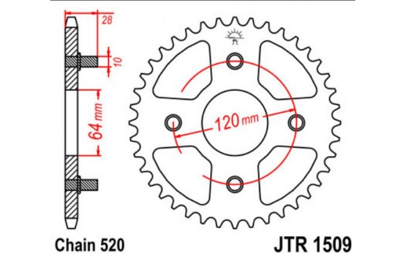 JT звезда задняя JTR1509