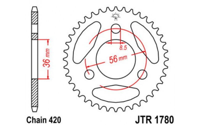 JT звезда задняя JTR1780