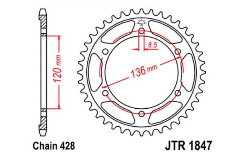JT звезда задняя JTR1847