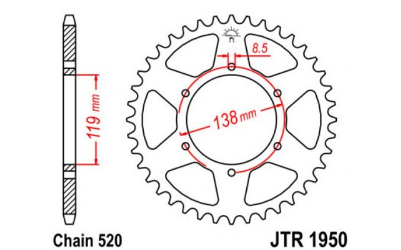 JT звезда задняя JTR1950