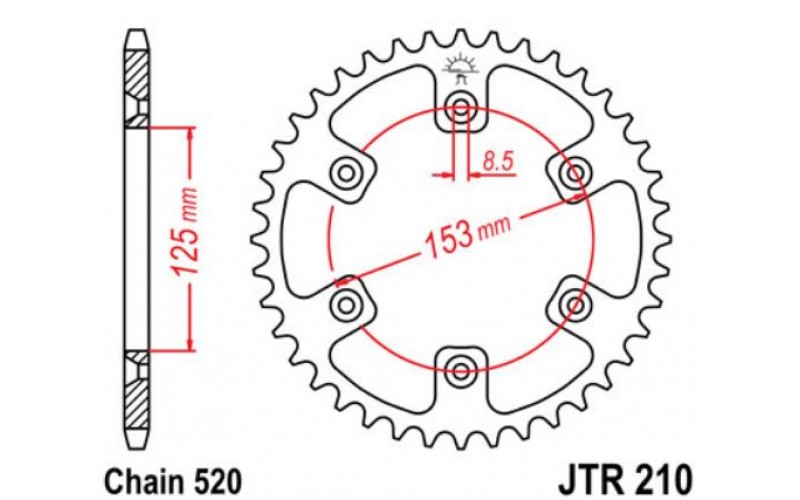 JT звезда задняя JTR210